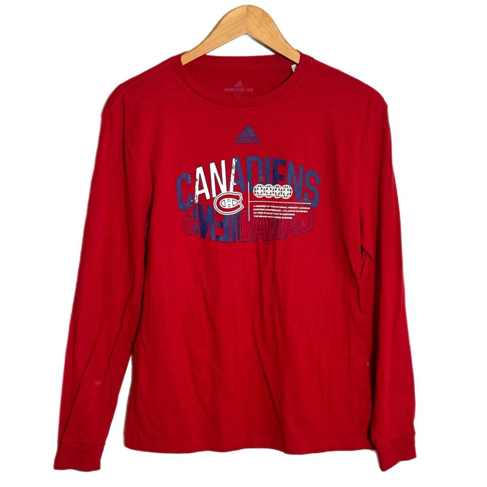 NWT NHL Adidas red Montreal Canadiens long-sleeve graphic t-shirt. Stanley Cup